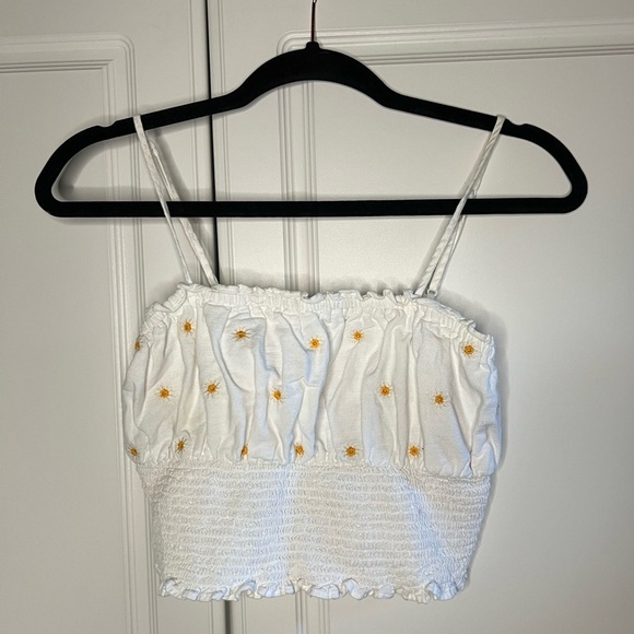 American Eagle Outfitters Tops - American Eagle Smocked Embroidered Daisy Top